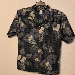 Palmwave Hawaii blue grey white hibiscus size S